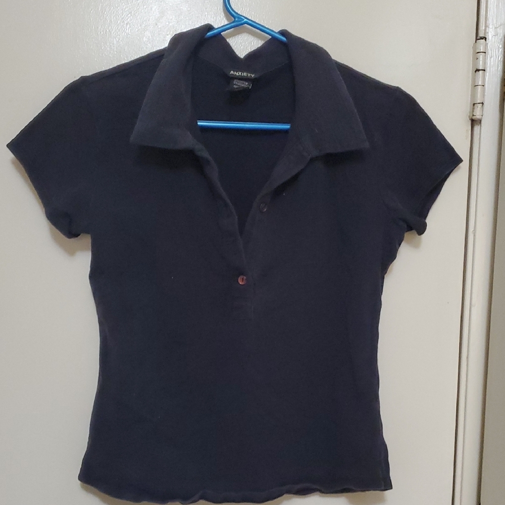 Anxiety Women's Junior Dark Black Short Sleeve